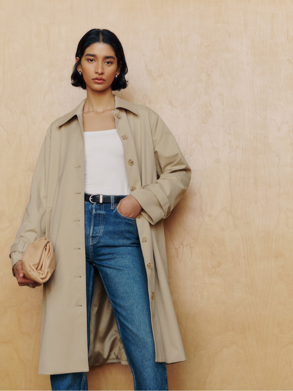 Reformation Danni Beige Oversized Trench Coat